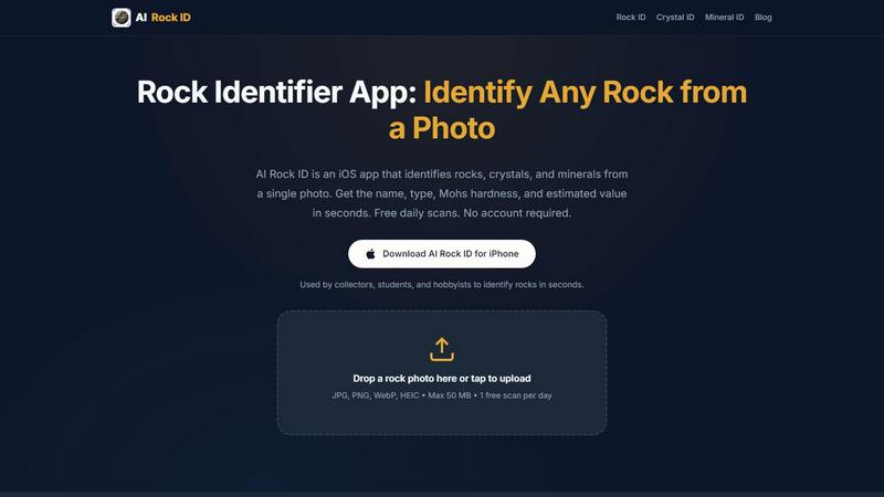 AI Rock ID - Crystal & Rock Identifier application interface and features