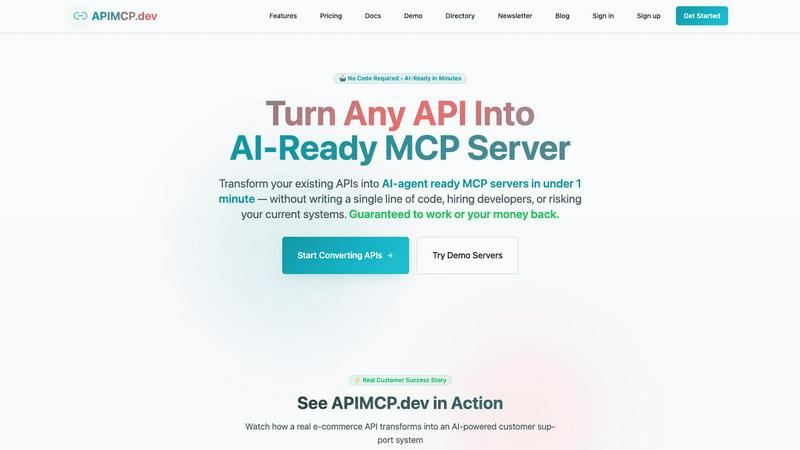 APIMCP.dev application interface and features