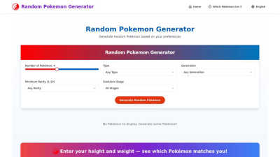 Random Pokémon Generator - AI tool for Content Creation