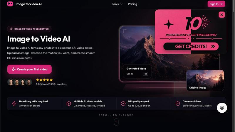 Image to Video AI application interface and features