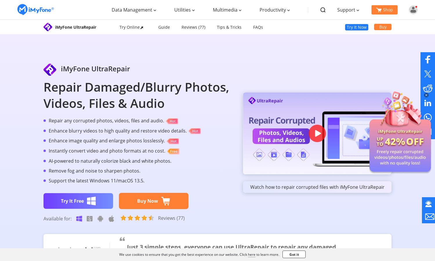 iMyFone UltraRepair Website