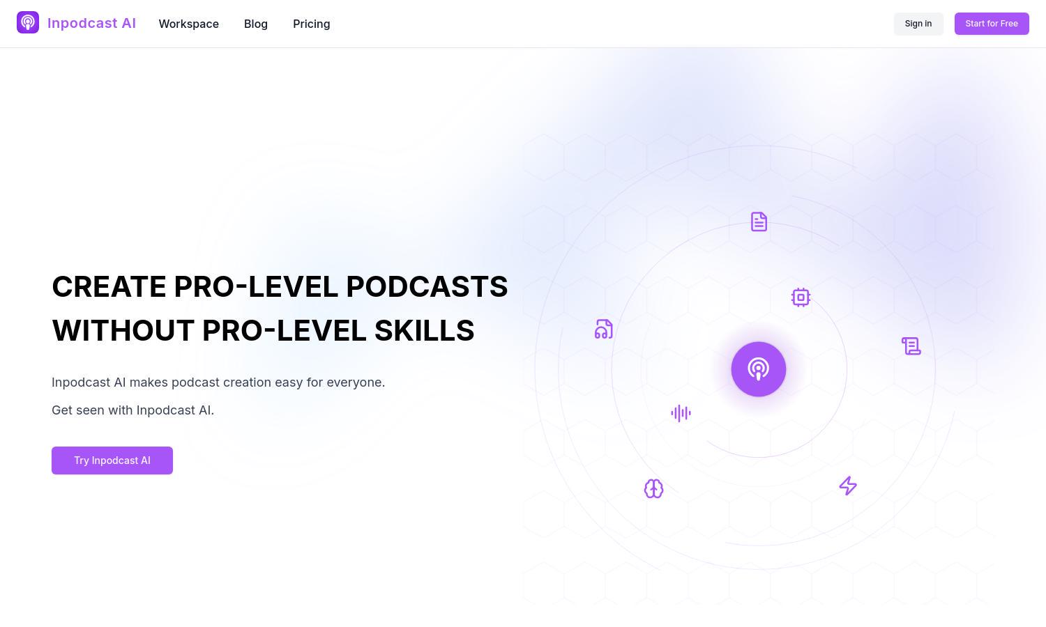 Inpodcast AI Website