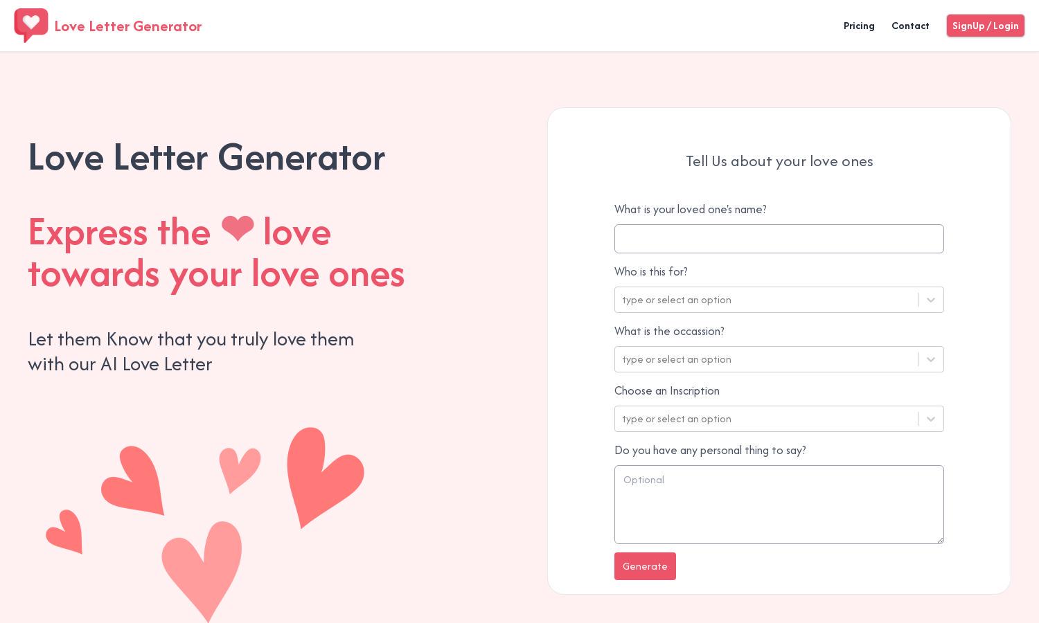 Love Letter Generator Website