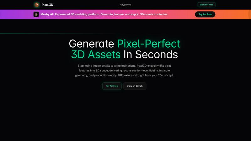 Pixal3D application interface and features
