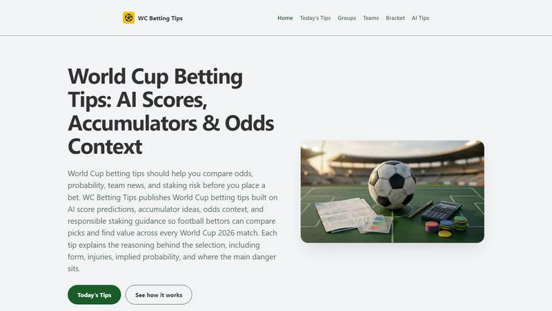 WC 2026 Betting Tips application interface and features