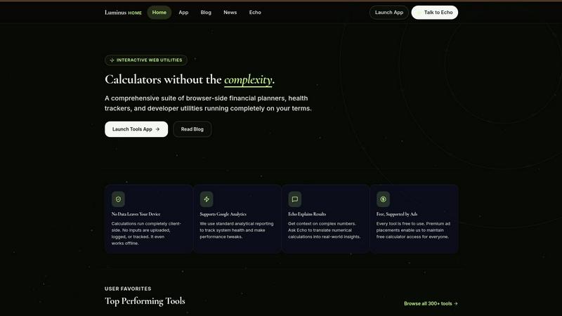 Luminus Tools application interface and features